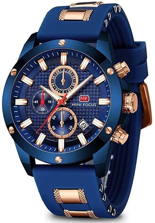Reloj Quartz Oro Impermeable Blue